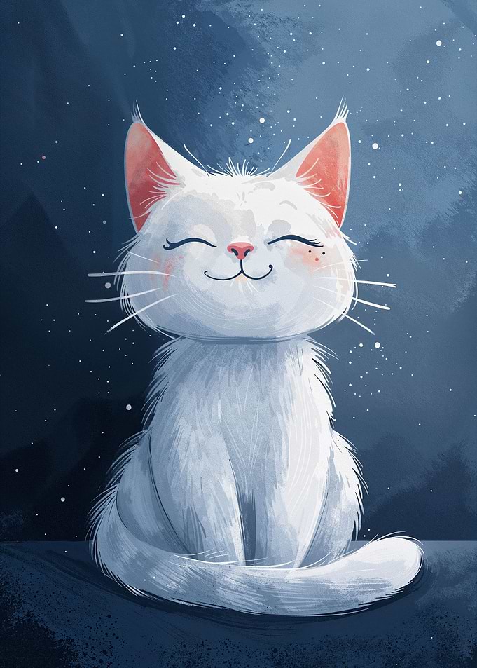 Happy White Cat