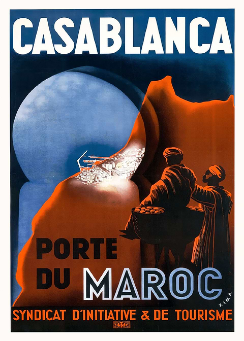 Coastal Charm Casablanca — vintage travel poster on metal