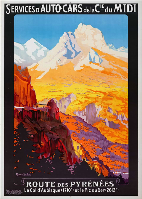 Vintage Pyrenees Poster — retro travel art printed on metal