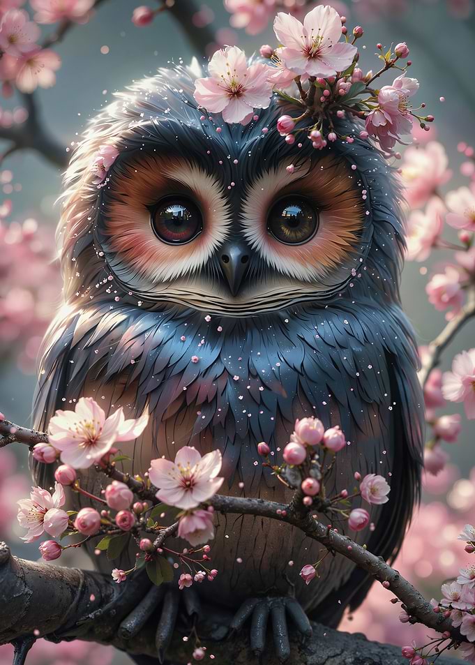 Cherry Blossom Owl