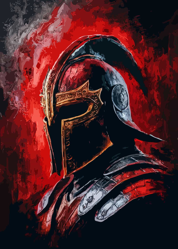 Spartan Helmet Red Blood