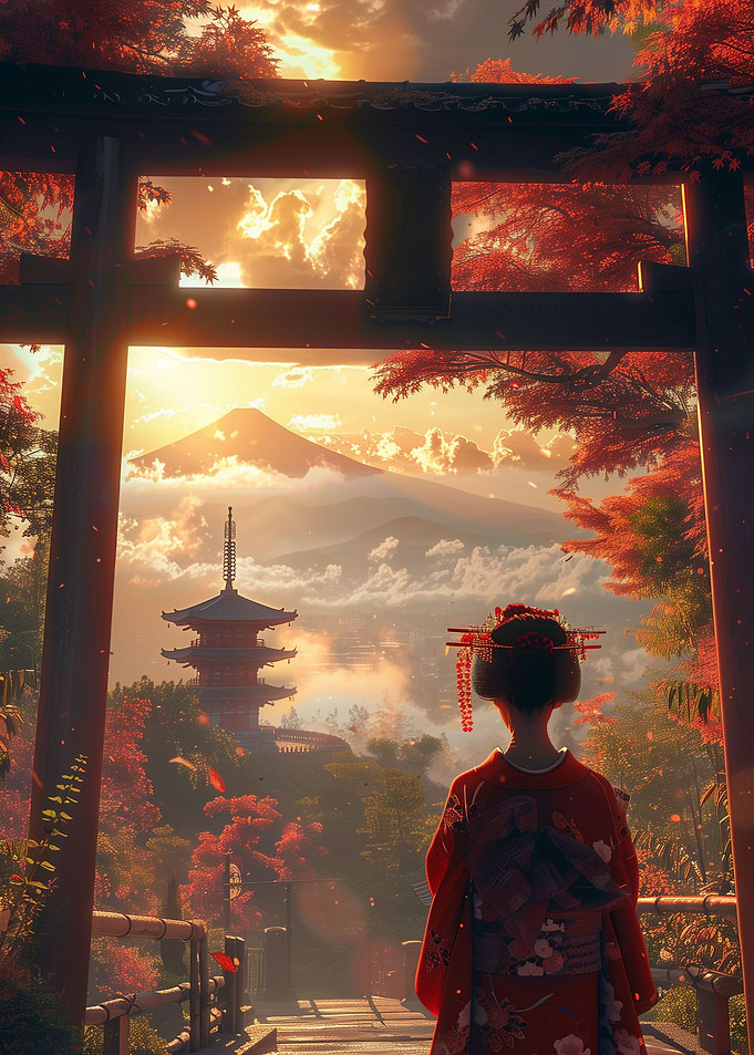 Geisha Torii Gate Fuji