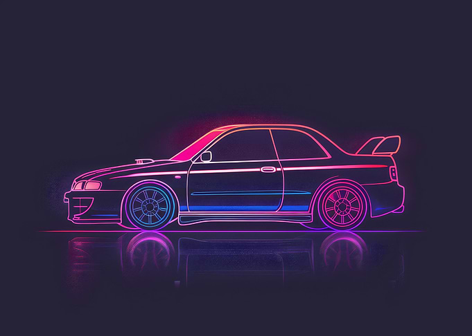 Neon Line Car