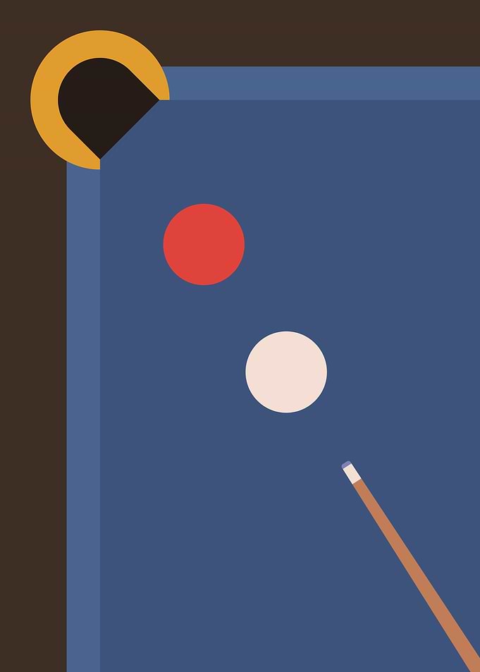 Balls and cue