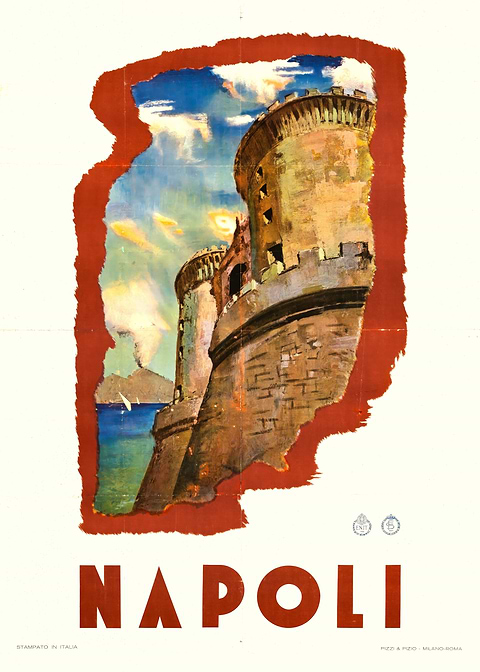 Coastal Fortress Charm — vintage travel poster on metal