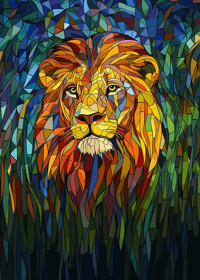 Lion Head Cubism Style