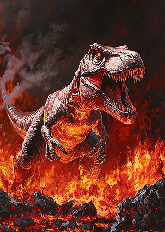 TRex in Fiery Lava
