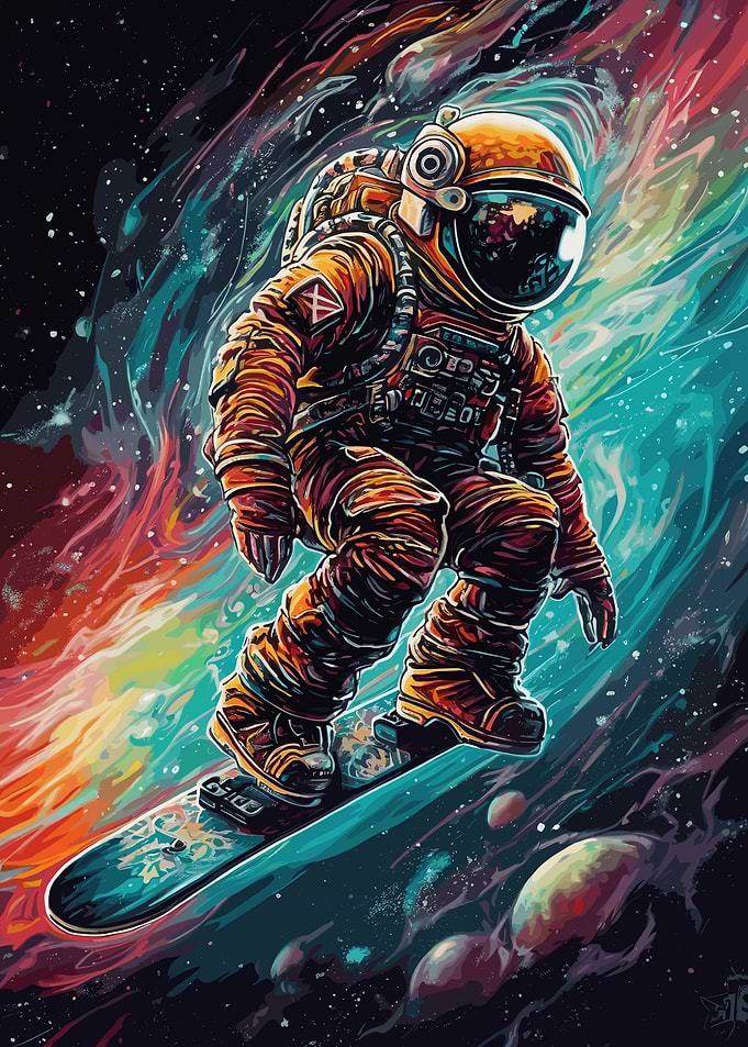 Snowboard Astronaut Space