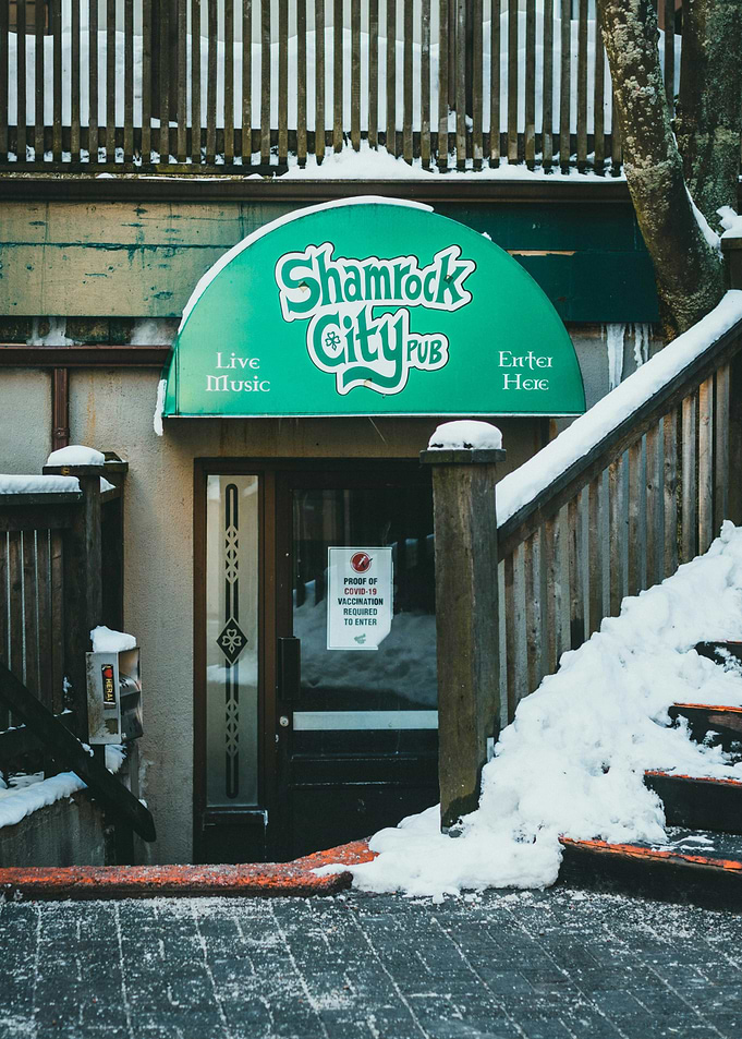 the entrance to a restau