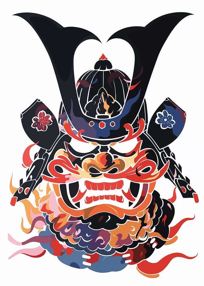 Oni Samurai Retro Japanese