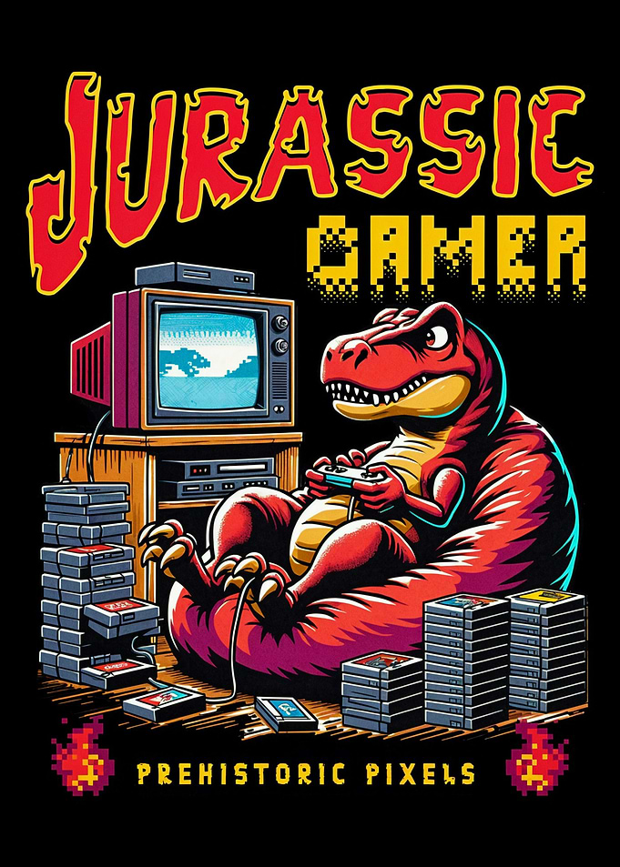 T rex playing retro