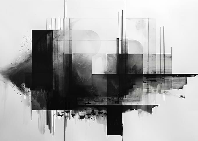 Black White Abstract Art