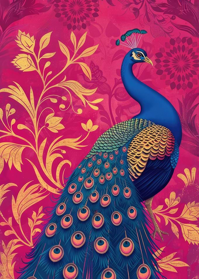 Hot Pink Nouveau Peacock