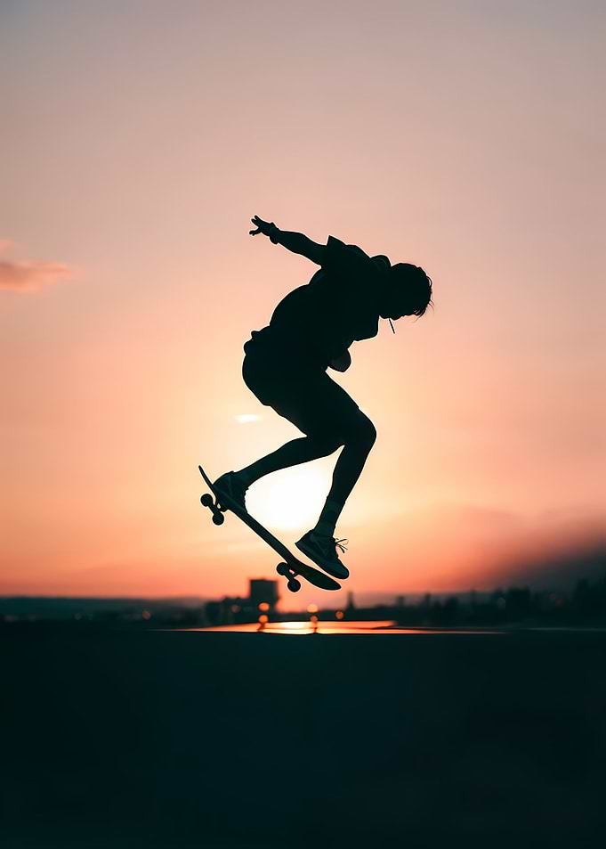 skateboarding sunset