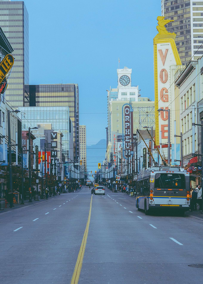 a city street lined with