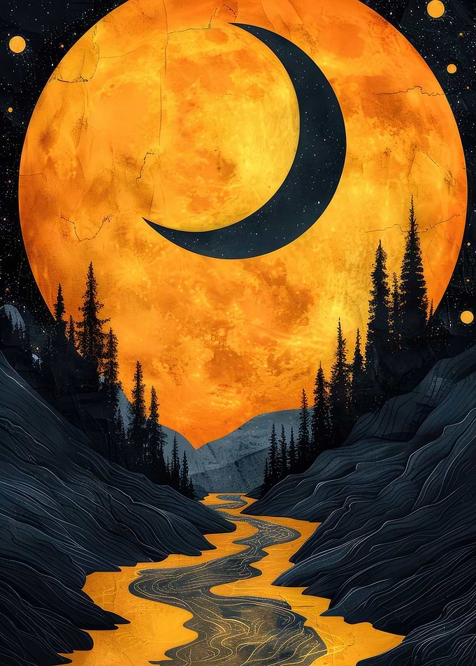 Surreal Crescent Moon