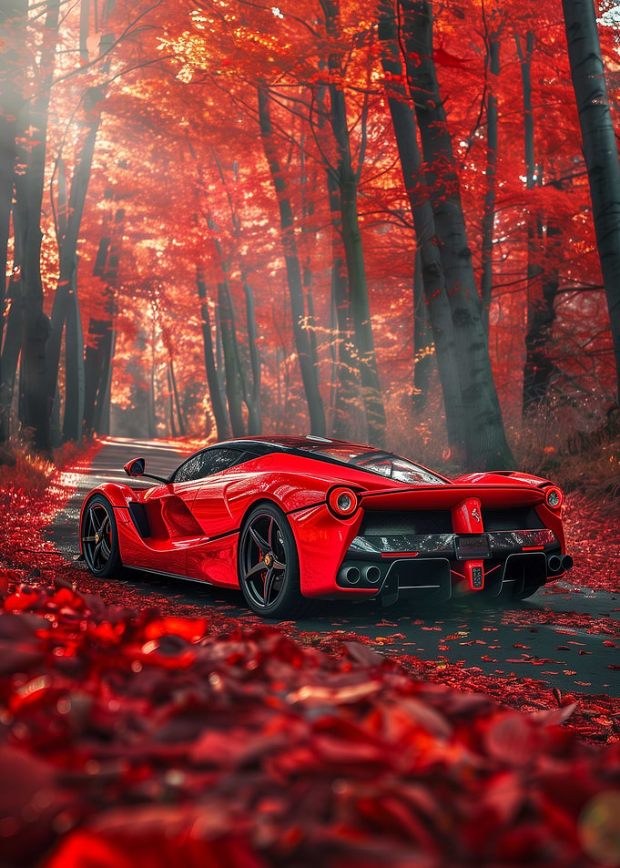 Red Ferrari Rear Racing