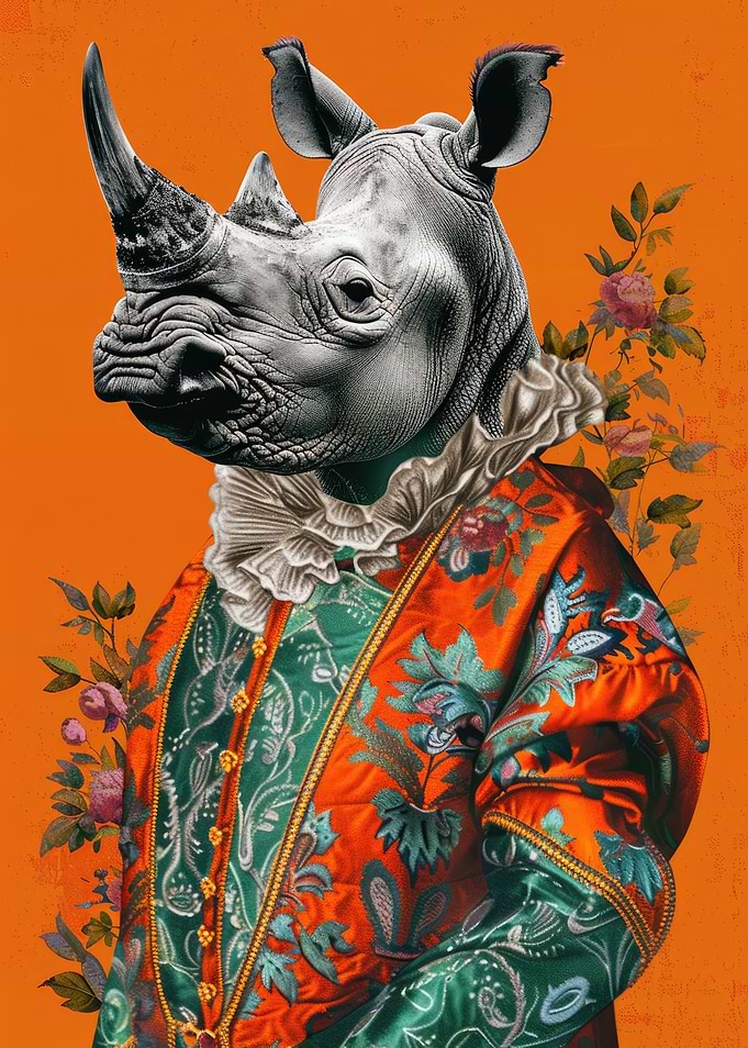 Rococo Rhino on Orange