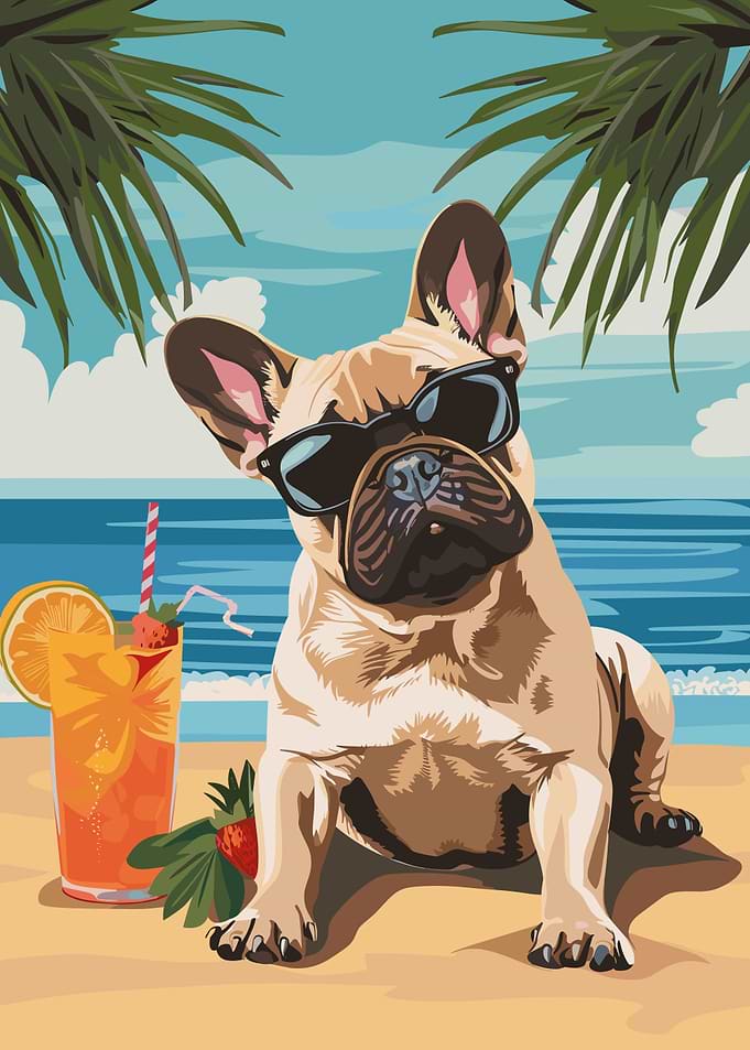 French Bulldog on a Beach