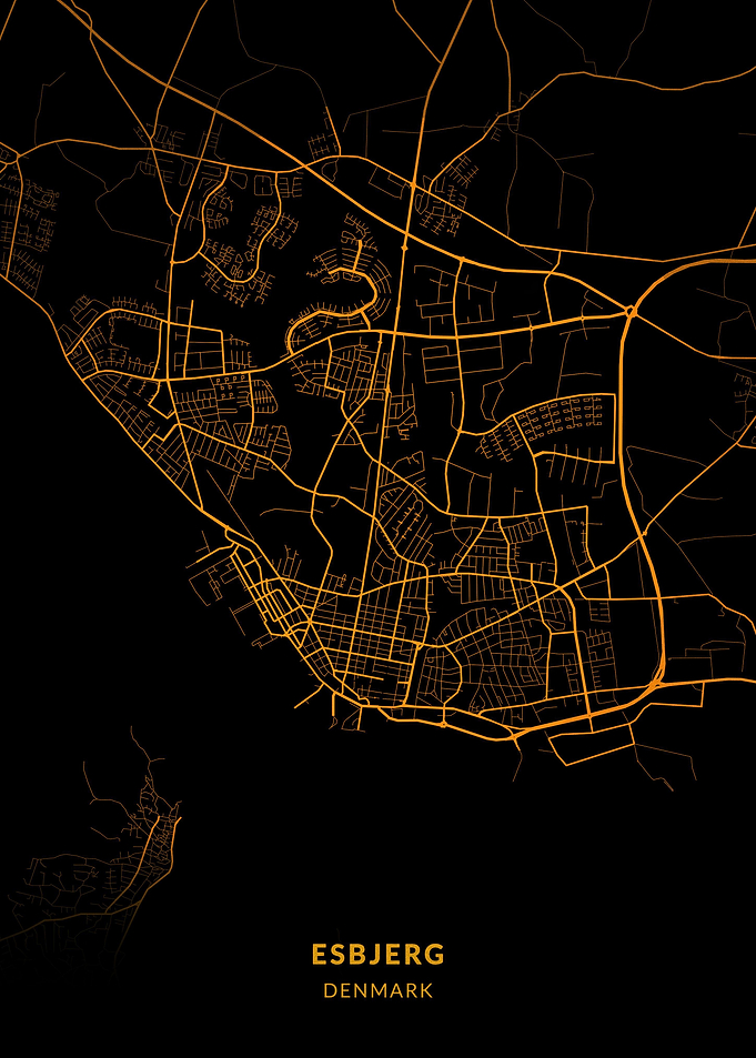 Esbjerg City Map Gold