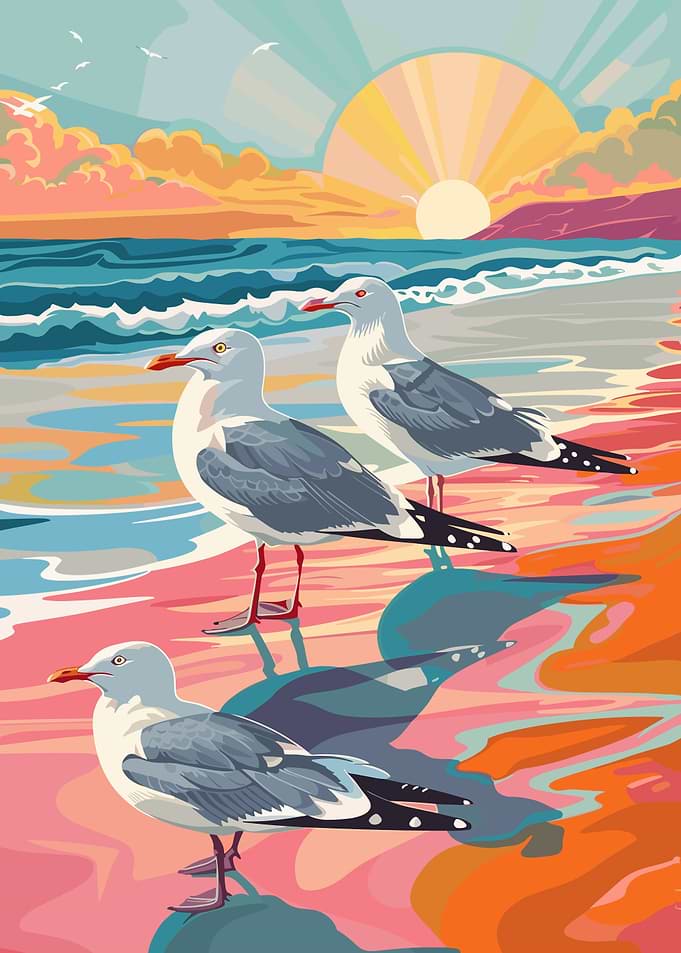 Seagulls on a Beach