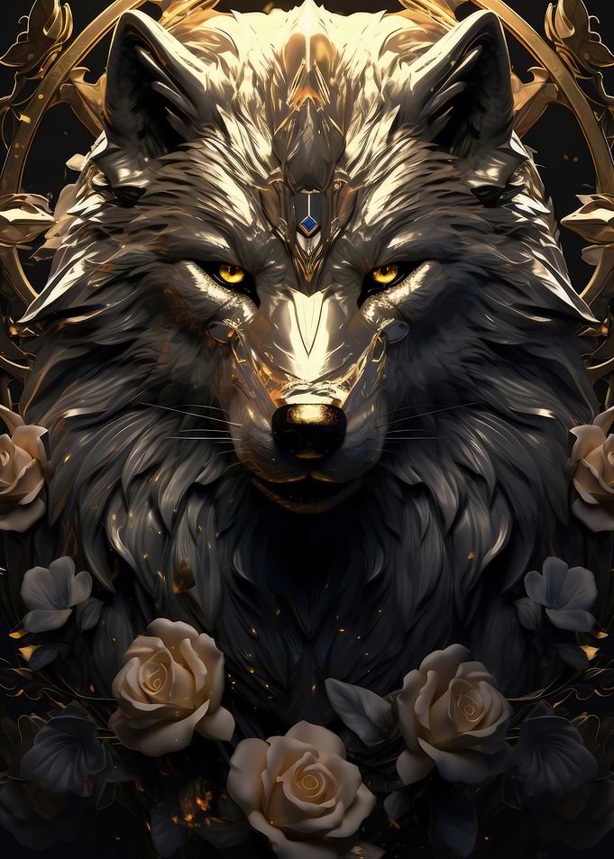 Wolf And Flowers