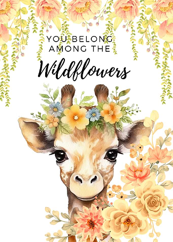 Jiraffe and Wildflowers