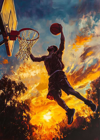 Basketball Player Dunking