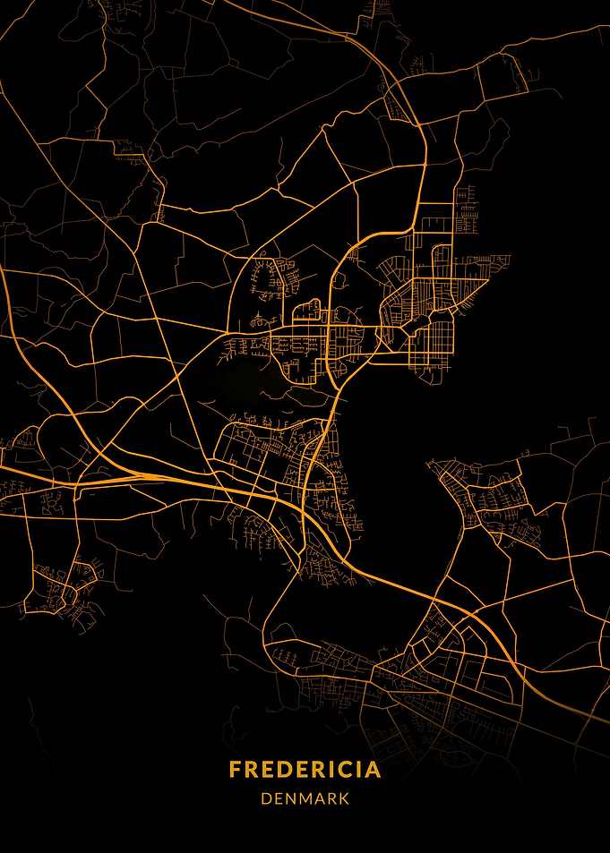 Fredericia City Map Gold