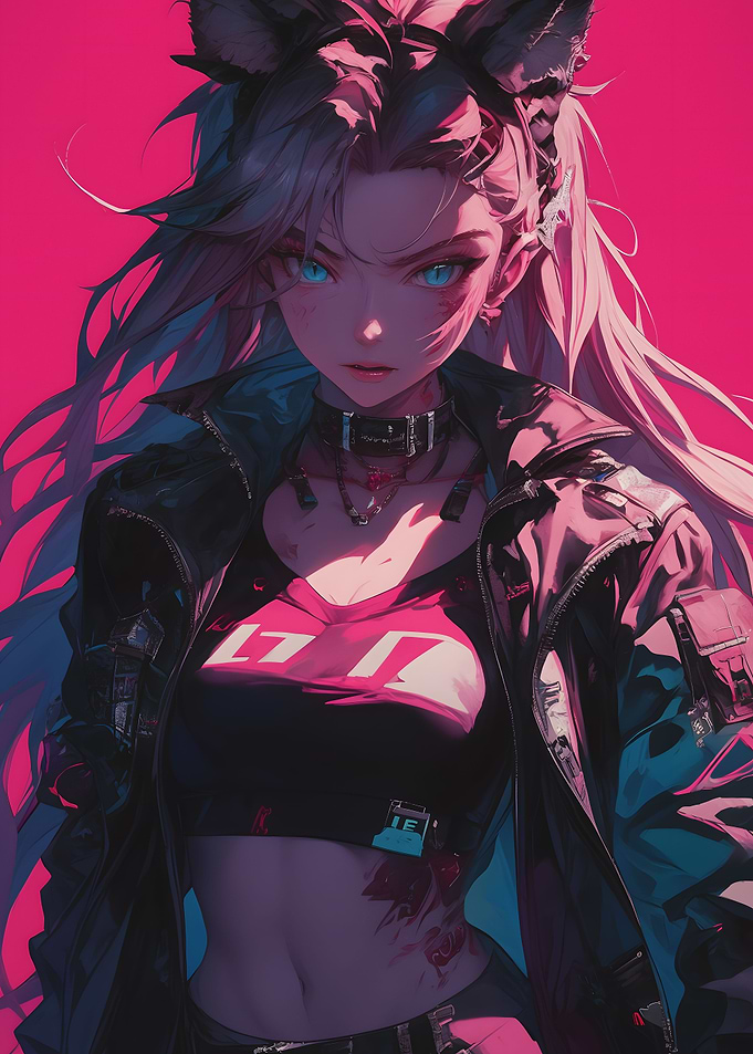 Neon Anime Fury Girl