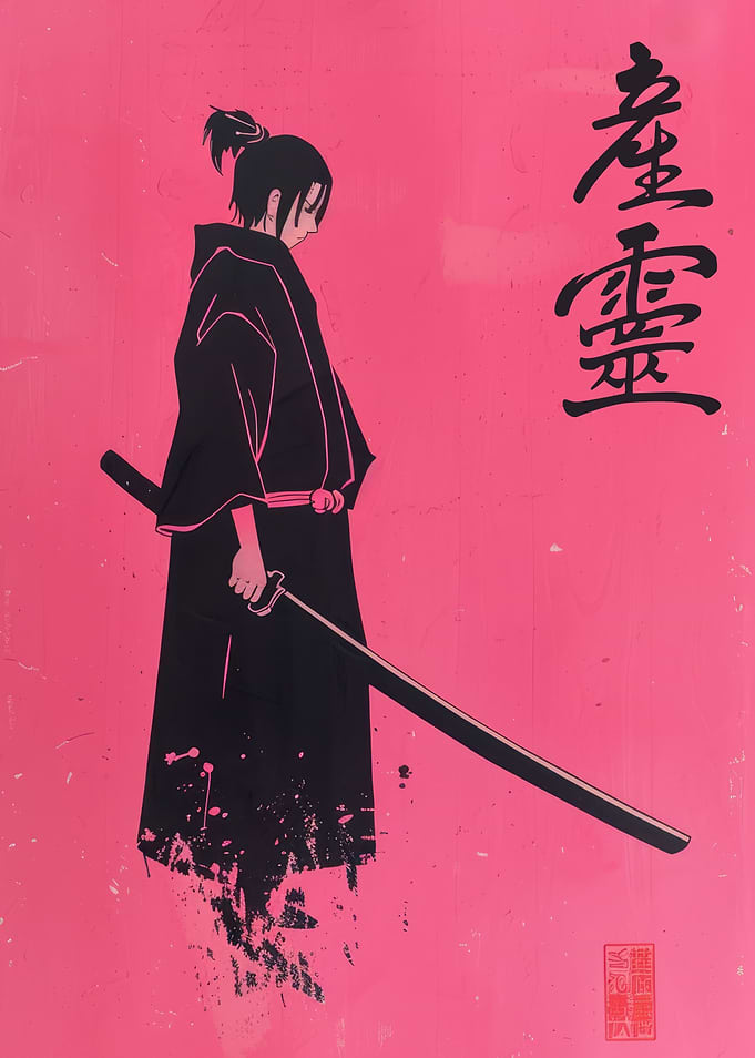 Black Samurai on Pink