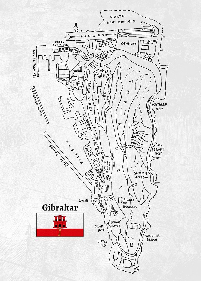Handdrawn Map of Gibraltar