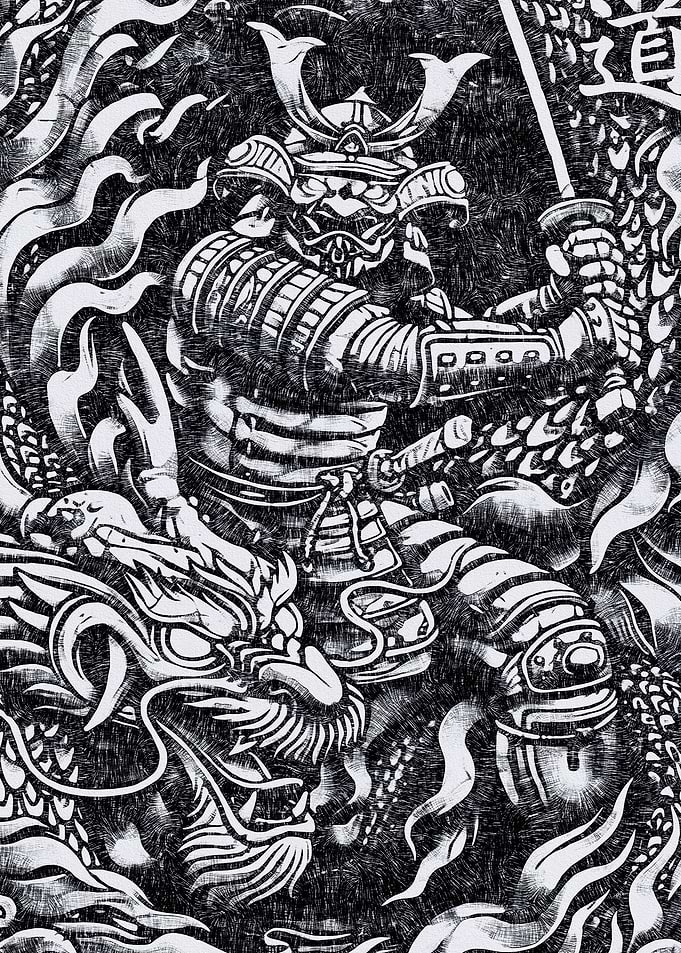 realistic samurai drawing