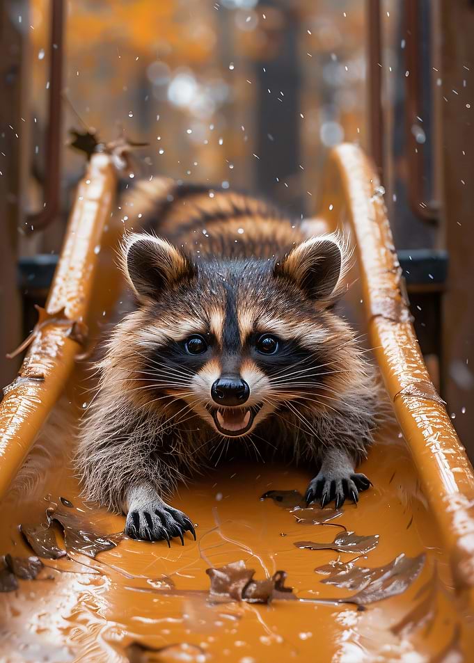 Sliding raccoon
