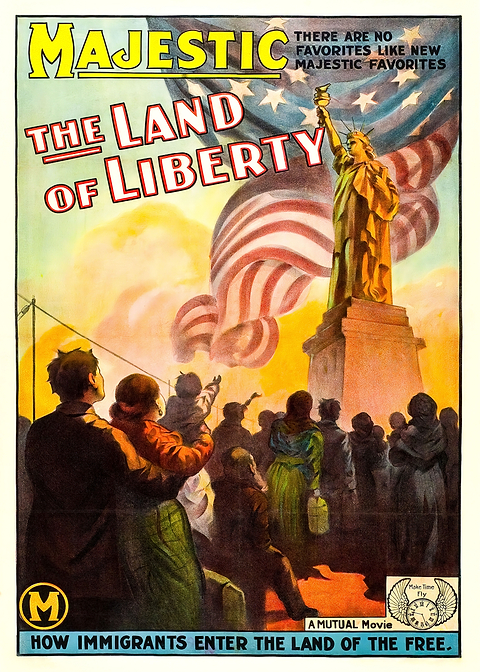 Land of Liberty — vintage travel poster on metal
