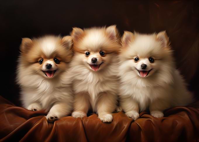 Three pomeranian dogs