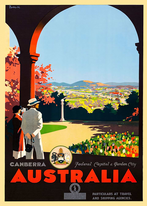 Canberra Australia — vintage travel poster on metal