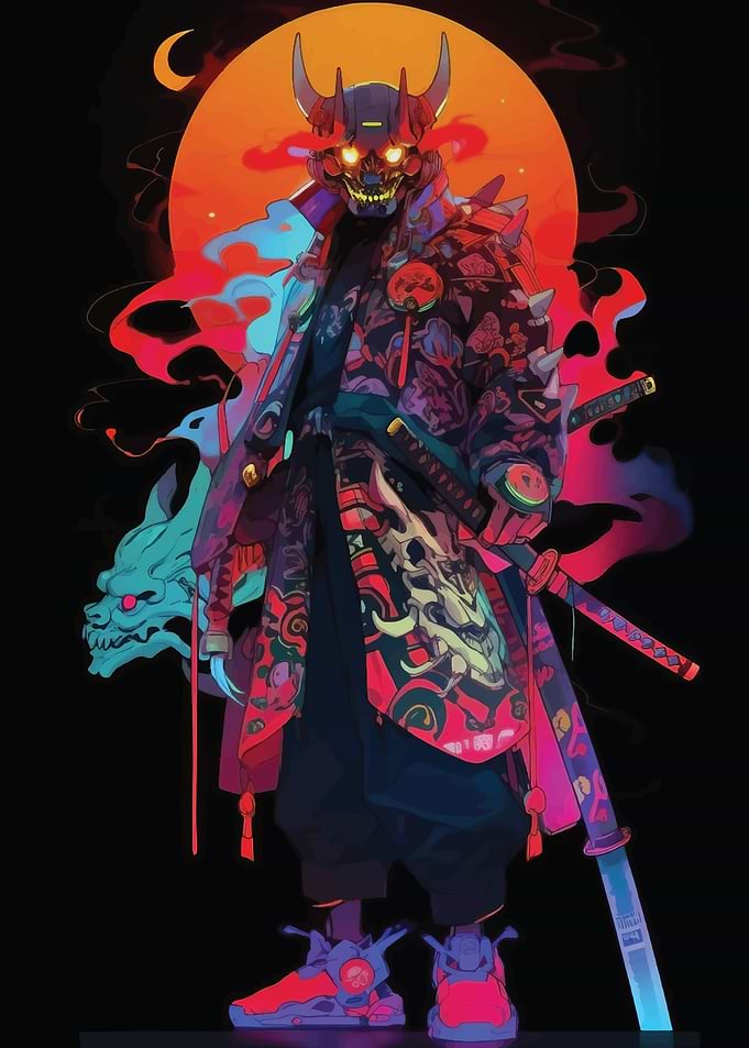 JAPANESE ONI SAMURAI ART