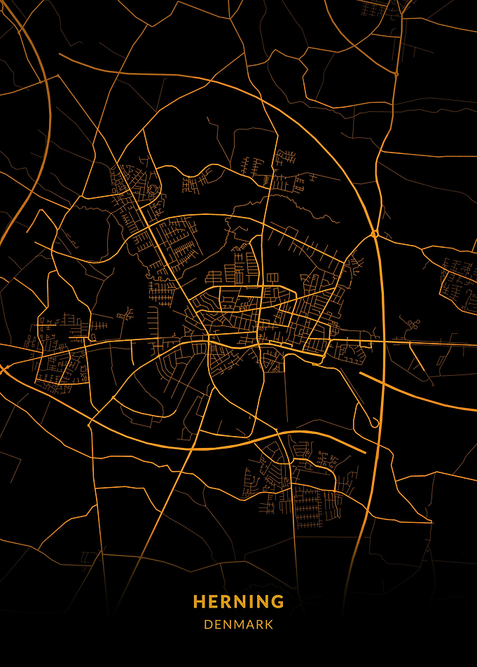 Herning City Map Gold