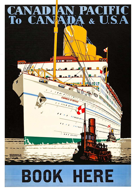 Canadian Pacific Voyage — vintage travel poster on metal