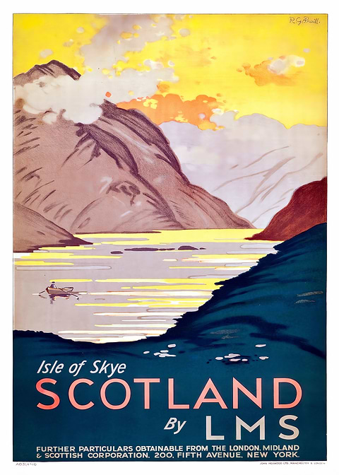 Majestic Scottish Vista — vintage travel poster on metal