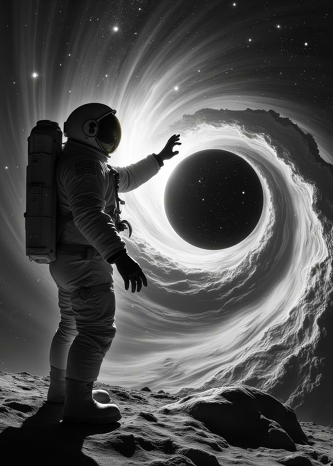 Astronaut Gazing in Space