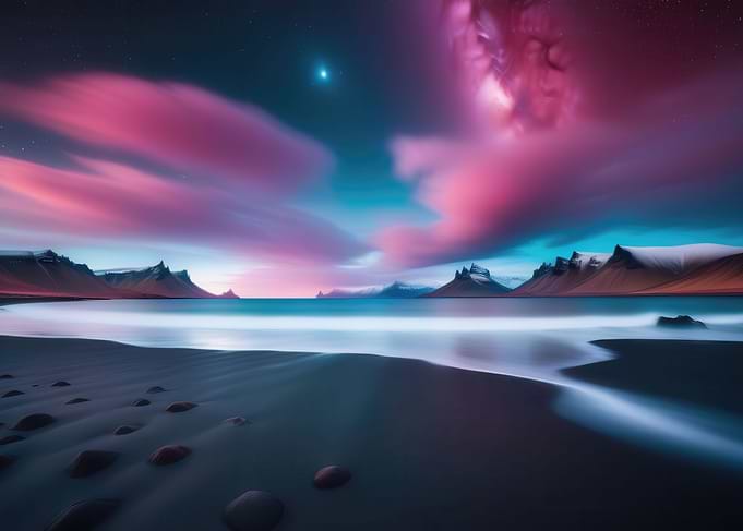 Iceland Night Ocean