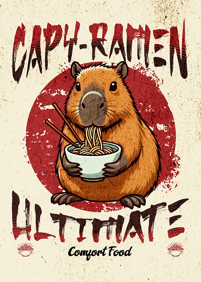 Capybara Eating Ramen