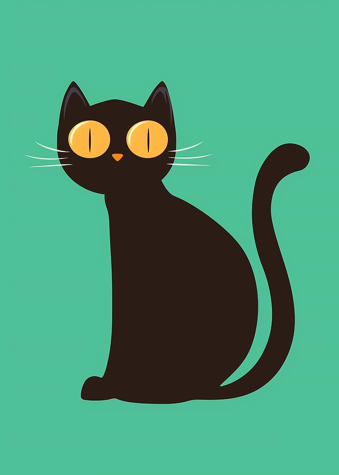 Black cat with big eyes