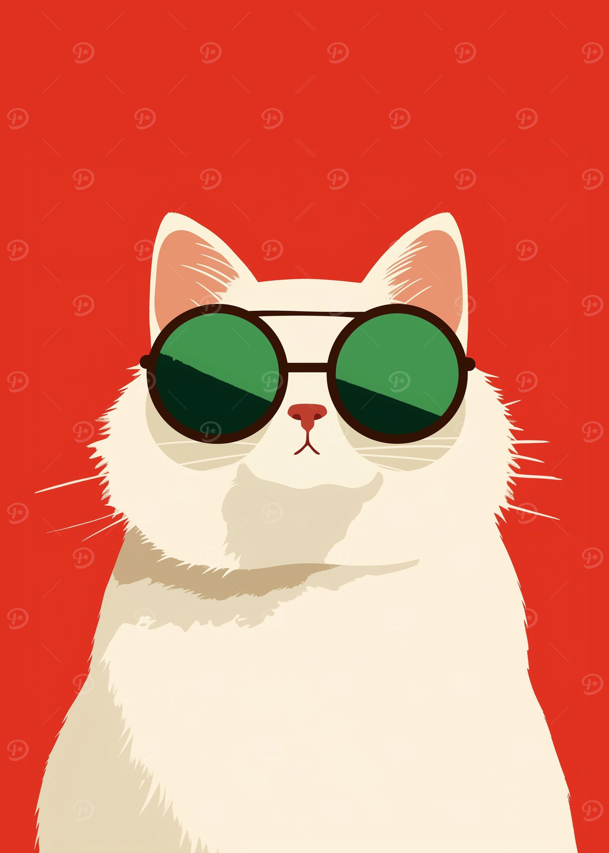 White cat with sunglasses