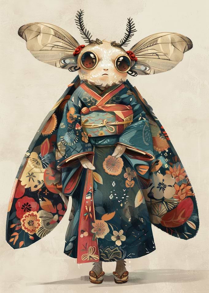 Cute Moth in Kimono