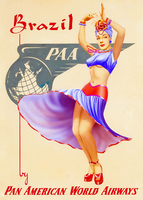Brazil Pan American — vintage travel poster on metal