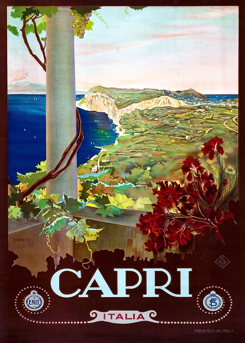 Capri Coastal Charm — vintage travel poster on metal