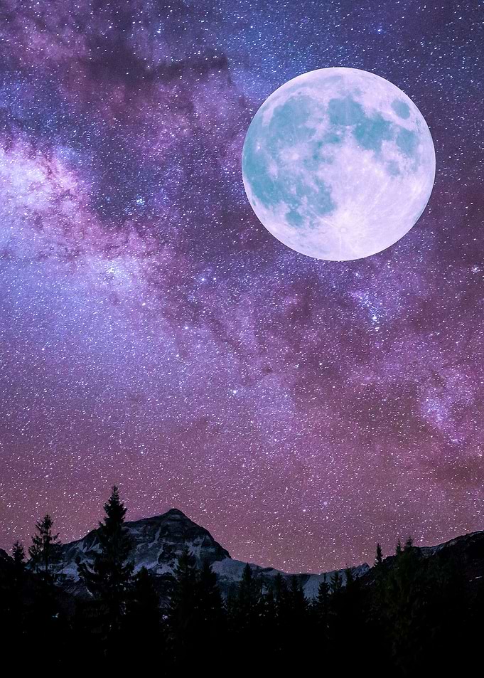 big moon and mountain